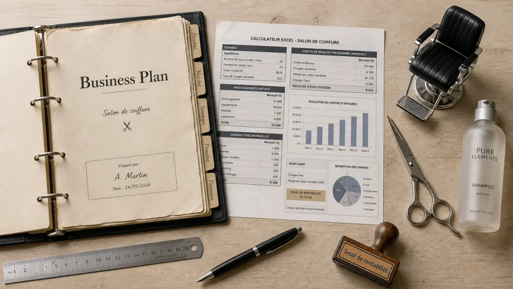 Business plan salon de coiffure : charges, prévisionnel sur 3 ans et seuil de rentabilité