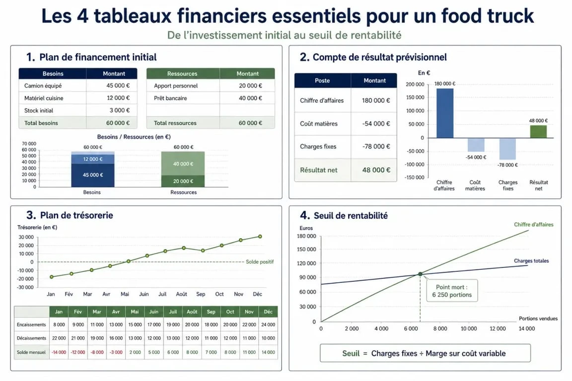 Les 4 tableaux financiers indispensables pour un food truck