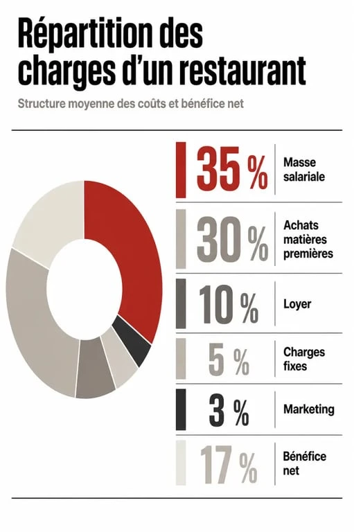 Répartition des charges et ratios financiers pour un business plan resto