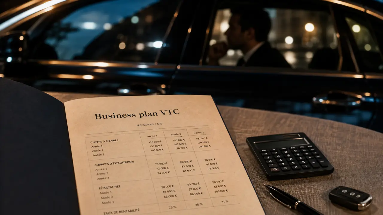 Business plan VTC 3 ans de prévisionnel et calculs