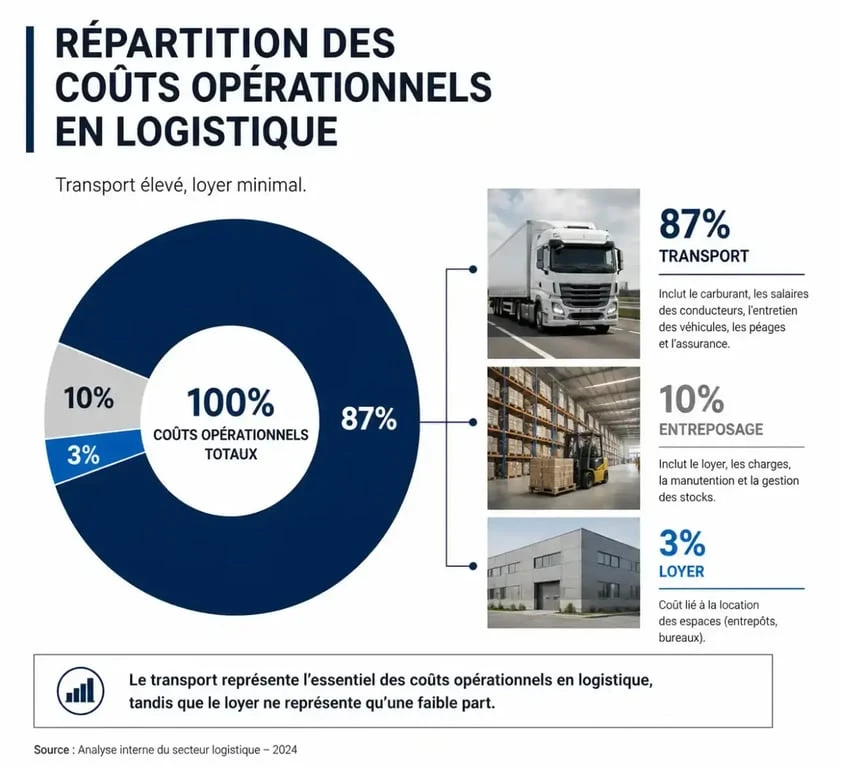 Graphique comparatif des coûts opérationnels dans l'immobilier logistique