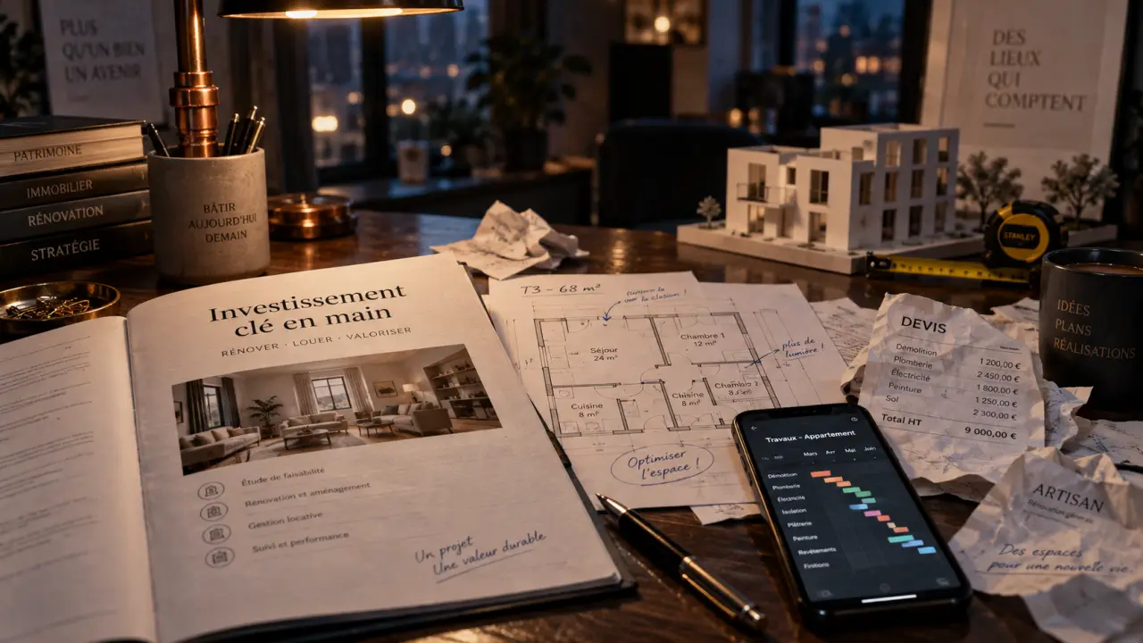 Investissement immobilier clé en main : dossier travaux bureau